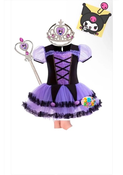 Kuromi Kostüm Seti Taç+Asa