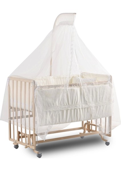 Comfymax Sallanır Anne Yanı Doğal Ahşap Beşik ve Uyku Seti - 60X120 cm