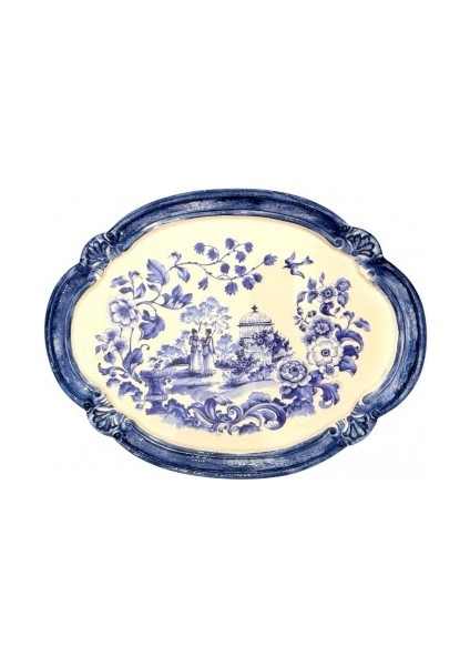 Aless Tirinnanzi Blue Victoriana Oval Tepsi