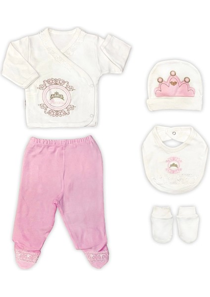 Sema Baby Prenses Lüks 5 Parça Hastane Çıkışı Zıbın Seti