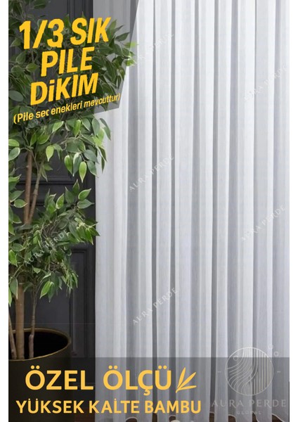 Lüks Yeni Sezon Tac Bambu Tül Perde 1/3 Sık Pile Bambu Tül Perde Ütü Istemez Yıkanabilir Özellikli