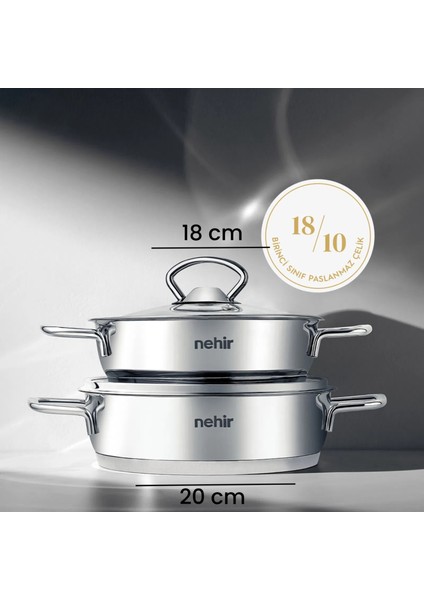Silver Paslanmaz Çelik Sahan Seti - Gri - 18 cm + 20 cm indirimleri