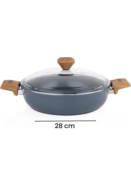 Fiesta Seramik Basık Tencere - Siyah / Açık Kahverengi - 28 cm indirimleri