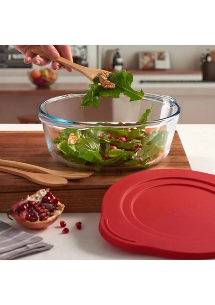 Kapaklı Borcam - Şeffaf / Kırmızı - 2,2 lt