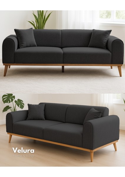 Valo Sırt Mekanizmalı 3 Adet Üçlü Kanepe & 3'lü Koltuk (3+3+3) - Antrasit