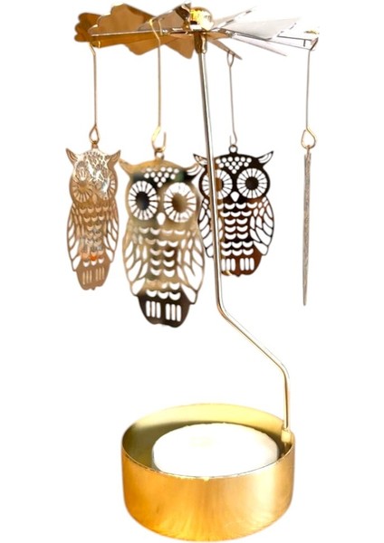 Isı ile Dönen Baykuş Mumluk – Bilgelik Sembolü, Şık Dekor