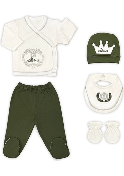Sema Baby Prens Lüks 5 Parça Hastane Çıkışı Zıbın Seti - Yeşil
