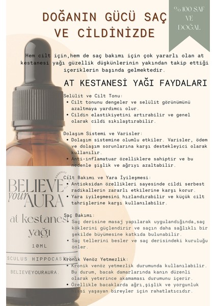 At Kestanesi Yağı - %100 Saf ve Doğal Cilt ve Saç Bakım Yağı - Horse Chestnut Oil - 10 ml fiyatları
