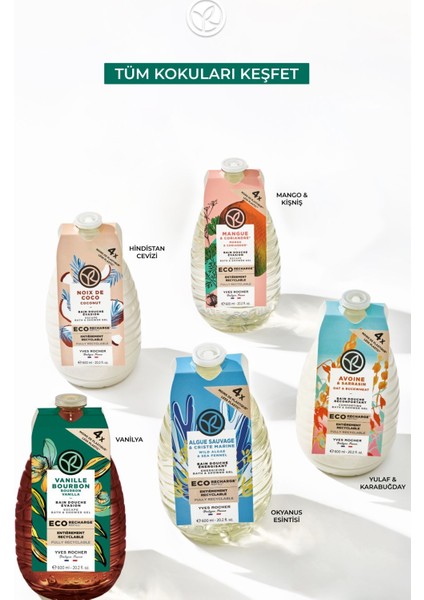 Eko Refill Yedek Duş Jeli-Nemlendirici Egzotik Vanilya- SLS,SLES İçermez,Vegan- 600ml