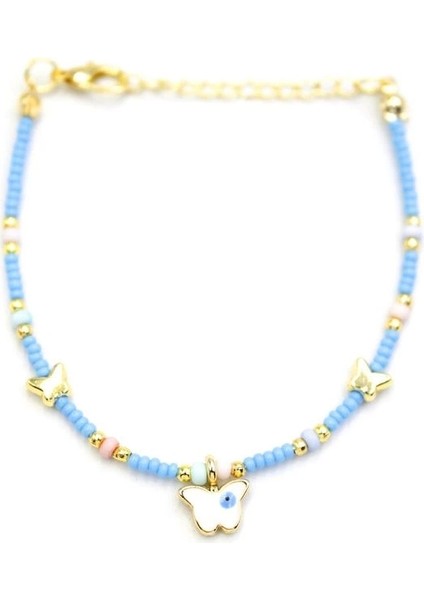 Kelebek Boncuk Bileklik - Açık Mavi fiyatları