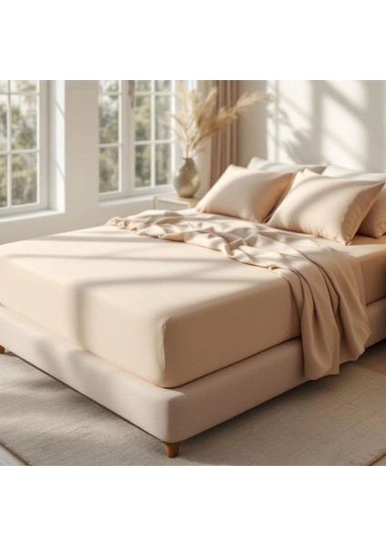 Soho 200 Tc Pamuk Perkal King Size Çarşaf Bej