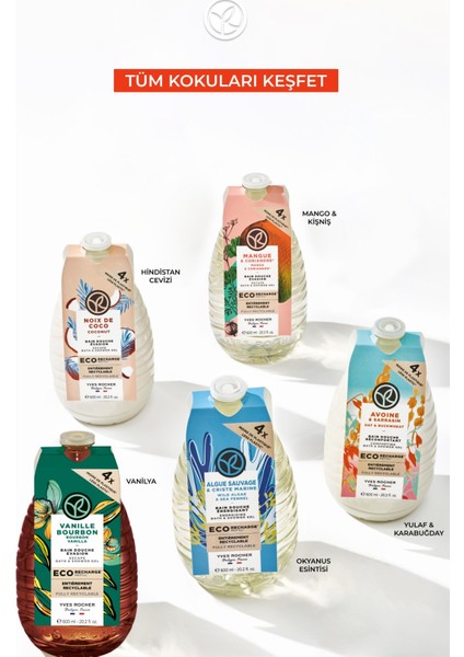 Eko Refill Yedek Duş Jeli-Nemlendirici Rahatlatıcı Yulaf Karabuğday -SLS,SLES İçermez,Vegan- 600ml