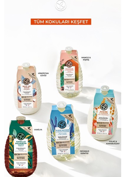 Eko Refill Yedek Duş Jeli-Nemlendirici Canlandırıcı Mango Kişniş-SLS,SLES İçermez,Vegan-600ml
