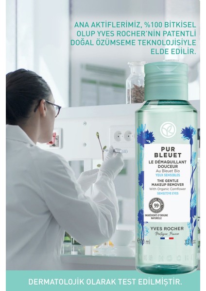 Hassas Cilt, Lens Kullanımına Uygun, Rahatlatıcı, Prebiyotik Göz Makyaj Temizleyici-Pur Bleuet-100ml