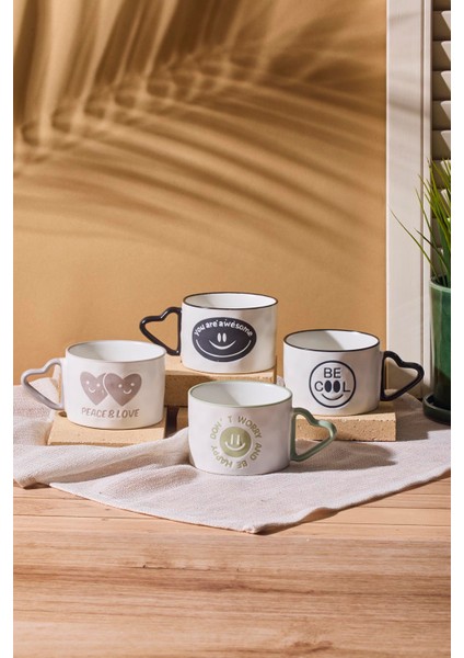 Cool 4'lü Porselen New Bone China 250 ml Kupa Seti Mug