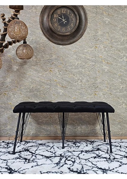 Metal Siyah Tel Ayaklı 100 cm Puf Bench - Puf - Bench - Oturak - Mutfak Oturağı - Antre Oturağı Siyah Renk 100 x 40 Boyut/ebat fiyatları