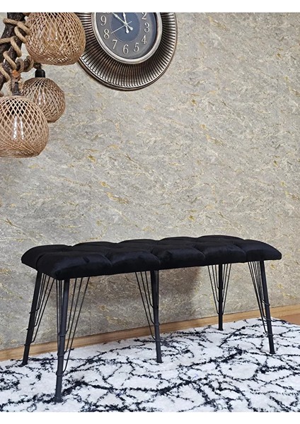 Metal Siyah Tel Ayaklı 100 cm Puf Bench - Puf - Bench - Oturak - Mutfak Oturağı - Antre Oturağı Siyah Renk 100 x 40 Boyut/ebat modelleri