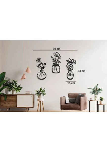 Ev Ofis Mutfak ve Banyo Için Ahşap Dekoratif Duvar Vazo Çiçekler Vase 35X15CM indirimleri