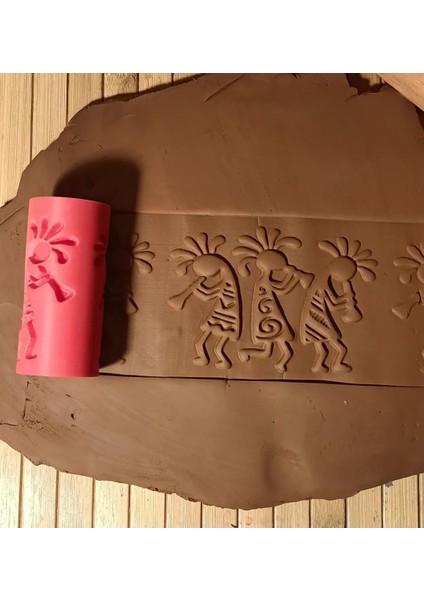 8 cm Kokopelli Seramik & Polimer Kil Kalıp Desen Oklavası Doku Rulosu