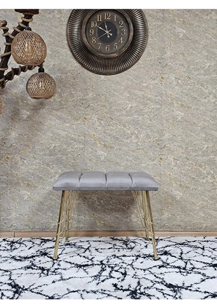 Metal Gold Tel Ayaklı 60 cm Puf Bench - Puf - Bench - Oturak - Mutfak Oturağı - Antre Oturağı Gri Renk 60 x 40 Boyut/ebat fiyatları