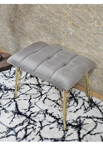 Metal Gold Tel Ayaklı 60 cm Puf Bench - Puf - Bench - Oturak - Mutfak Oturağı - Antre Oturağı Gri Renk 60 x 40 Boyut/ebat fırsatları