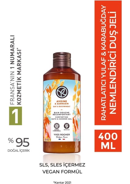 Duş Jeli - Nemlendirici Rahatlatıcı Yulaf & Karabuğday -SLS,SLES İçermez,Vegan-400ml
