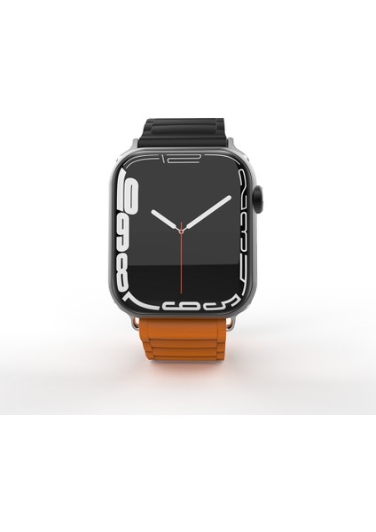- ​​​Apple Watch 10 42mm - Kordon Silikon Kordon Strap Kayış - KRD-122 - Kahverengi-Krem - T34204 modelleri