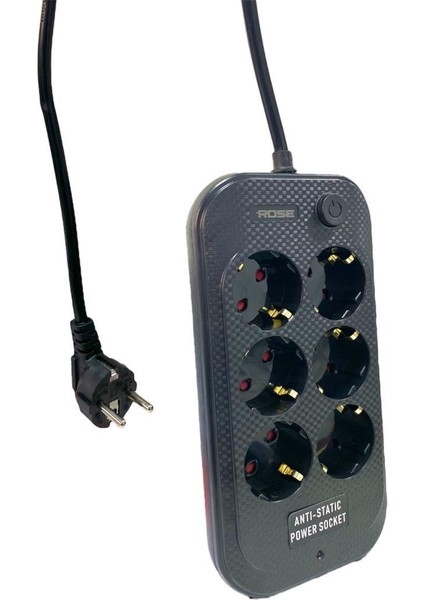 GR-600 6'lı 3metre Kablolu Akım Korumalı Grup Priz