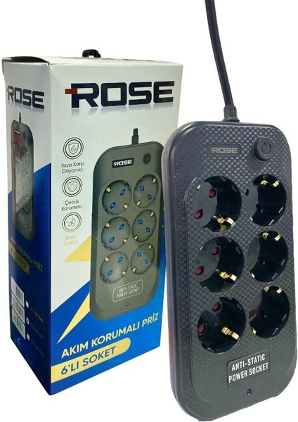 GR-600 6'lı 3metre Kablolu Akım Korumalı Grup Priz fırsatları