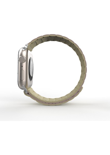 - ​​​Apple Watch 7 45mm - Kordon Silikon Kordon Strap Kayış - KRD-122 - Kahverengi-Krem - T34207
