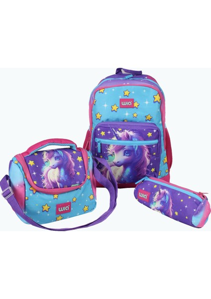 Wıa SW019 Unicorn - 3' Lü Okul Çantası Seti - Sırt ve Beslenme Çantası + Kalemlik fiyatları