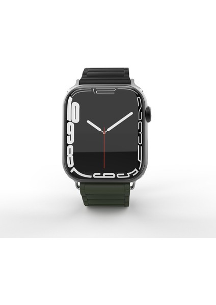 - ​​​Apple Watch 42mm - Kordon Silikon Kordon Strap Kayış - KRD-122 - Kahverengi-Krem - T34205 modelleri