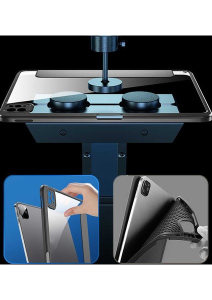 - Apple iPad 10.2 2021 (9.Nesil) - Tablet Kılıfı 360 full Korumalı Arkası Şeffaf Nort Standlı Kılıf - Lacivert - T19805