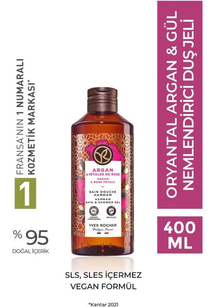 Duş Jeli - Nemlendirici Oryantal Argan ve Gül - SLS,SLES İçermez,Vegan-400ml