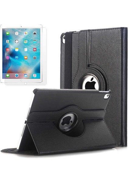 - Apple iPad 9.7 2017 (5.Nesil) - Tablet Kılıfı 360 full Korumalı Yatay Dikey Dönebilen Standlı Kılıf - Siyah - T4907