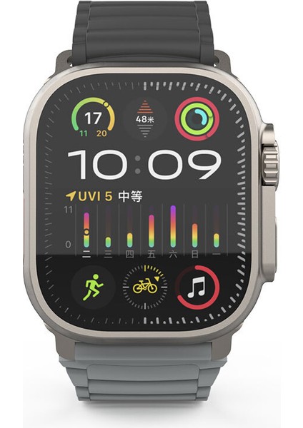 - ​​​Apple Watch Ultra 49mm - Kordon Silikon Kordon Strap Kayış - KRD-122 - Siyah-Yeşil - T34208 modelleri