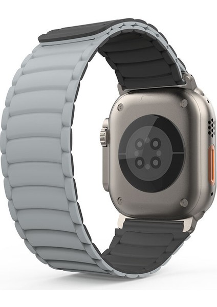 - ​​​Apple Watch Ultra 49mm - Kordon Silikon Kordon Strap Kayış - KRD-122 - Siyah-Yeşil - T34208 indirimleri