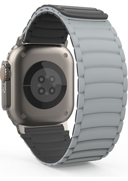- ​​​Apple Watch Ultra 49mm - Kordon Silikon Kordon Strap Kayış - KRD-122 - Siyah-Yeşil - T34208