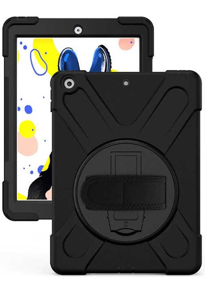 - Apple iPad 10.2 (8.Nesil) - Tablet Kılıfı Boyun ip Askılı El Tutmaçlı Koruyucu Zırh Tank Defender Kılıf - T10441