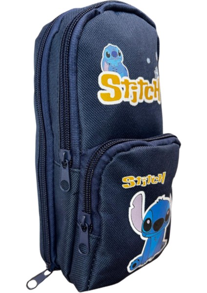 Stitch Baskılı Kalem Çantası Lacivert Geniş Hazneli Çok Bölmeli Kalem Kutu fiyatları