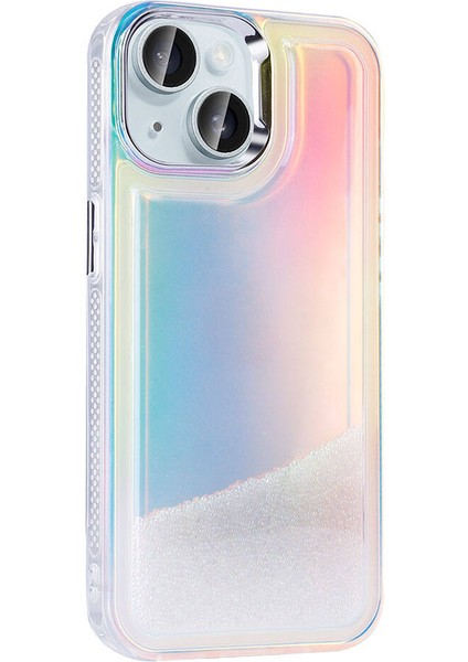 - Apple iPhone 15 - Kılıf Airbagli Renkli Arka Yüzey Boncuk Tasarımlı Kumul Kapak - Mor - T32843