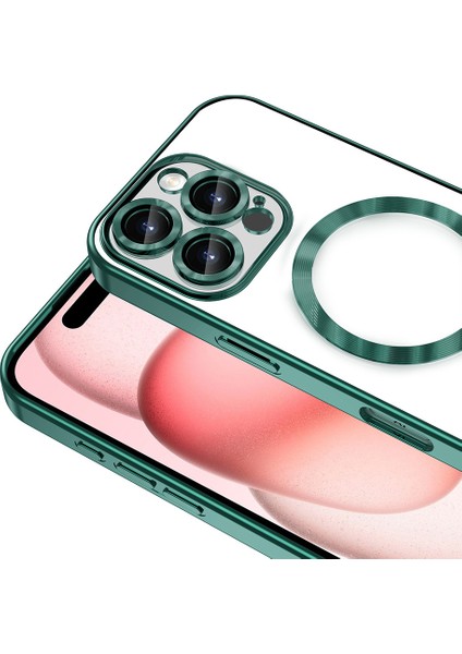 - Apple iPhone 16 Pro - Kılıf Kamera Korumalı Magsafe Wireless Şarj Özellikli Demre Kapak - Gümüş - T33615