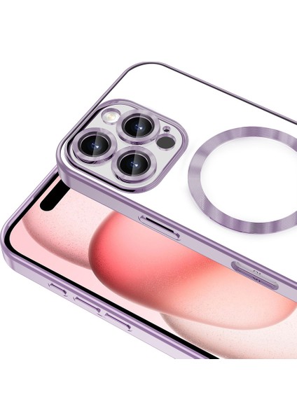 - Apple iPhone 16 Pro - Kılıf Kamera Korumalı Magsafe Wireless Şarj Özellikli Demre Kapak - Gümüş - T33615