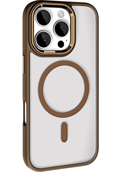 - Apple iPhone 16 Pro Max - Kılıf Wireless Şarj Özellikli Krom Magsafe Silikon Kapak - Mavi - T33040