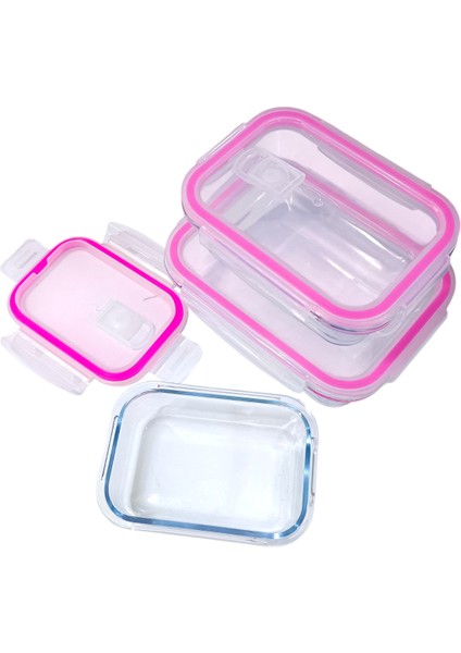 Borcam Kilitli Vakum Kapaklı 3’lü Saklama Kabı Seti Fırın ve Mikrodalgaya Uygun modelleri