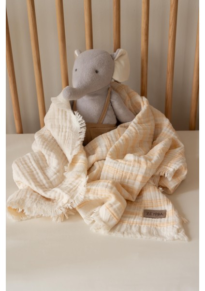 Turuncu Çizgili 4 Katlı Müslin Battaniye 110x110cm 4 Katlı Müslin Bebek Battaniye %100 Pamuk Müslin Battaniye Çocuk Müslin Örtü AĞIZ MENDİLİ HEDİYE fiyatları