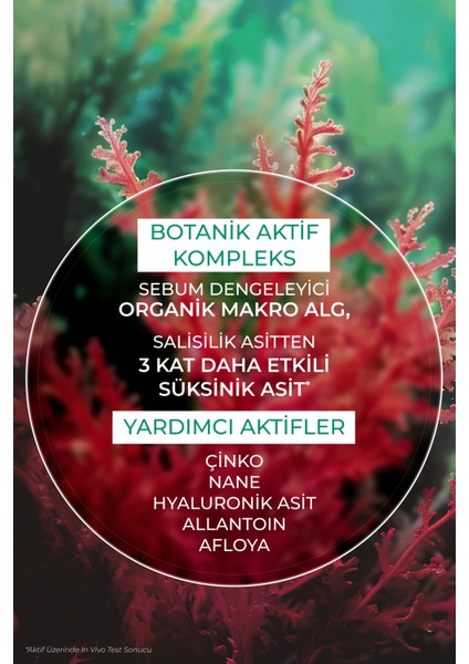 Arındırıcı Yağ Dengeleyici Serum-Süksinik Asit&Çinko-Sebo Active Clear Botanik Kompleks-30 ml