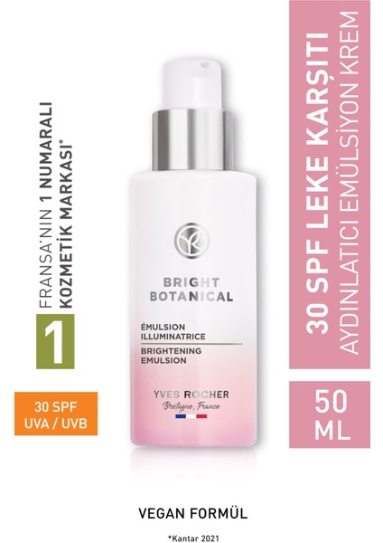 Leke Ve Kırışık Karşıtı Bitkisel Bakım Bright Botanical - E Vitamini - 30 Spf Emülsiyon Krem-50 ml