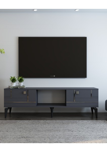 Maderadd Tv Sehpası Antrasit-Gümüş