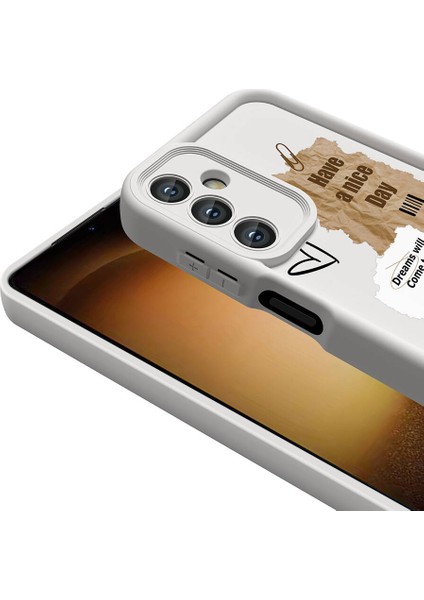 - Samsung Galaxy A25 - Kılıf Kamera Korumalı Baskılı Arka Yüzey Klas Kapak - Beyaz - T32279